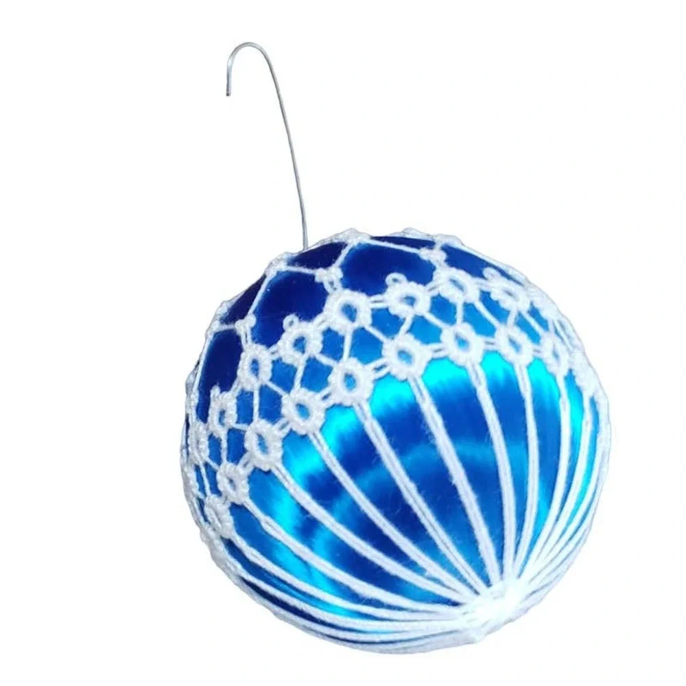 Vintage Blue Cloth Round Lace Christmas Holiday Ornament